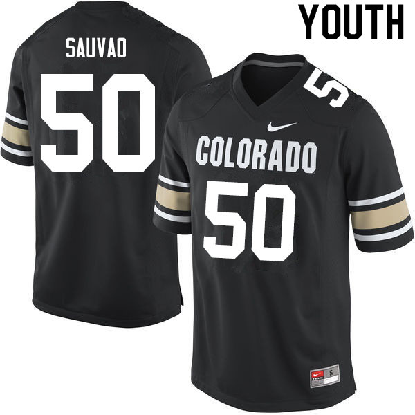 Youth #50 Va'atofu Sauvao Colorado Buffaloes College Football Jerseys Sale-Home Black